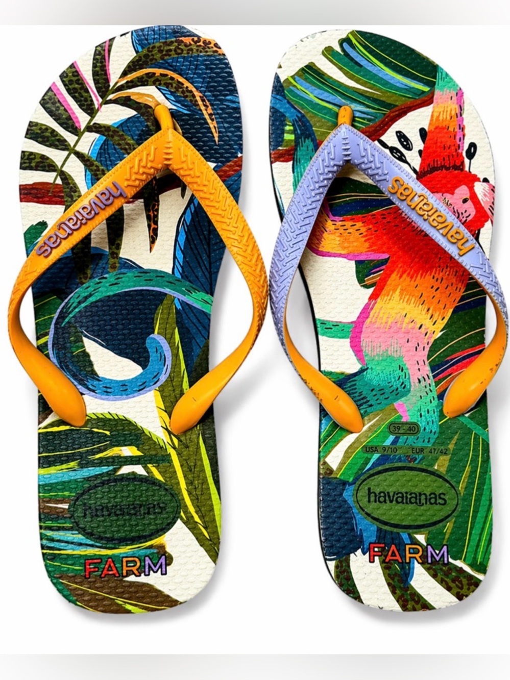 Havaianas x FARM Rio Monkey Jungle Tropical Flip Flops Women 9/10 EU 41/42